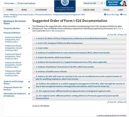 凰观咨询：美国移民局网站发布EB-5递案清单和顺序建议